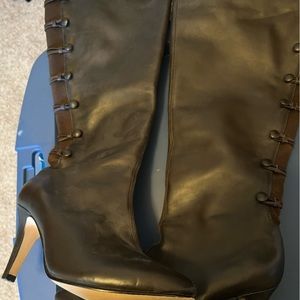 Brown leather wide calf boots size 7 1/2 wide wide calf